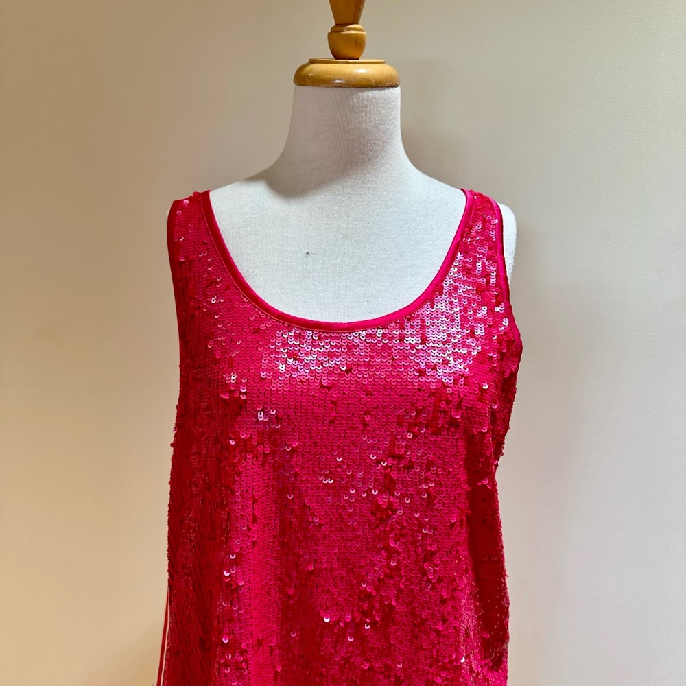 Hot Pink Sequin Sport Tank - Marc Cain dress up or dress down